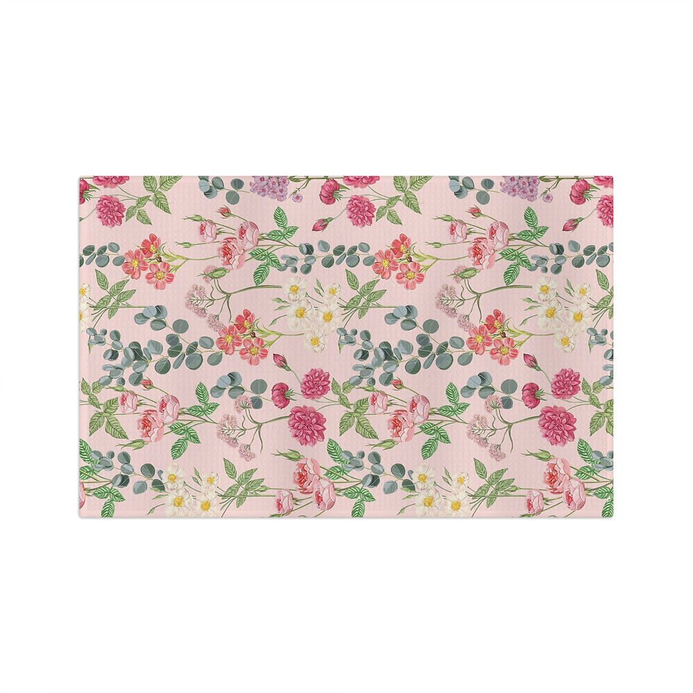 Thumbnail: Floral Bloom Pink Tea Towel — Watercolor Wildflower Microfiber Kitchen Towel