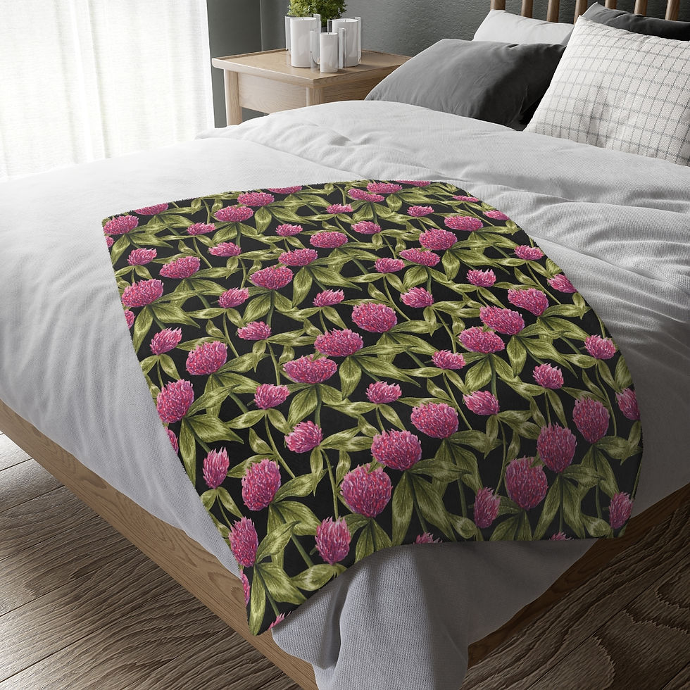Thumbnail: Herb Red Thistle Reversible  Velveteen Minky Blanket (Two-sided print)