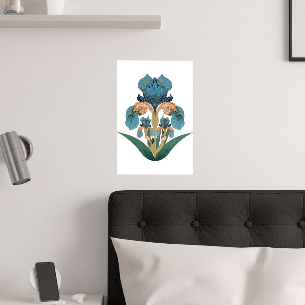 Thumbnail:  Orchid Botanical Satin Poster — Vintage Blue Floral Wall Art (210gsm)