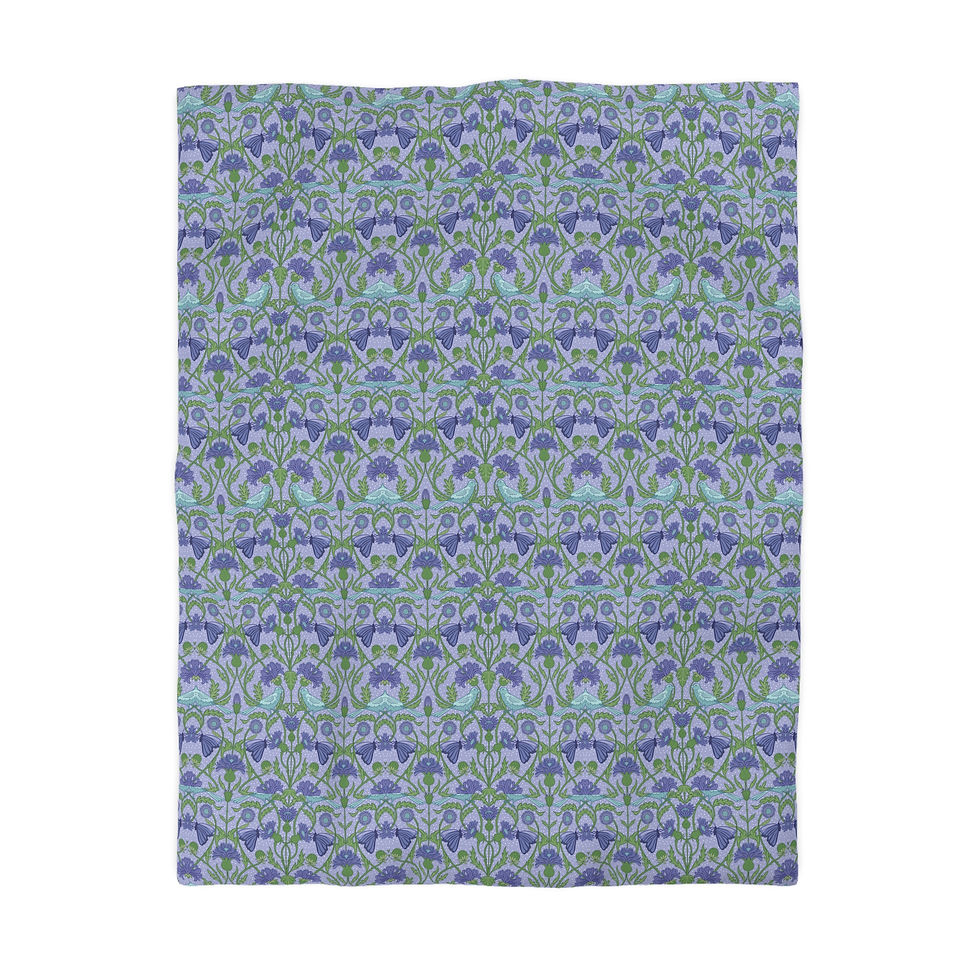 Thumbnail: Violet Botanical Microfiber Duvet Cover - Elegant Floral  for Cozy Bedrooms