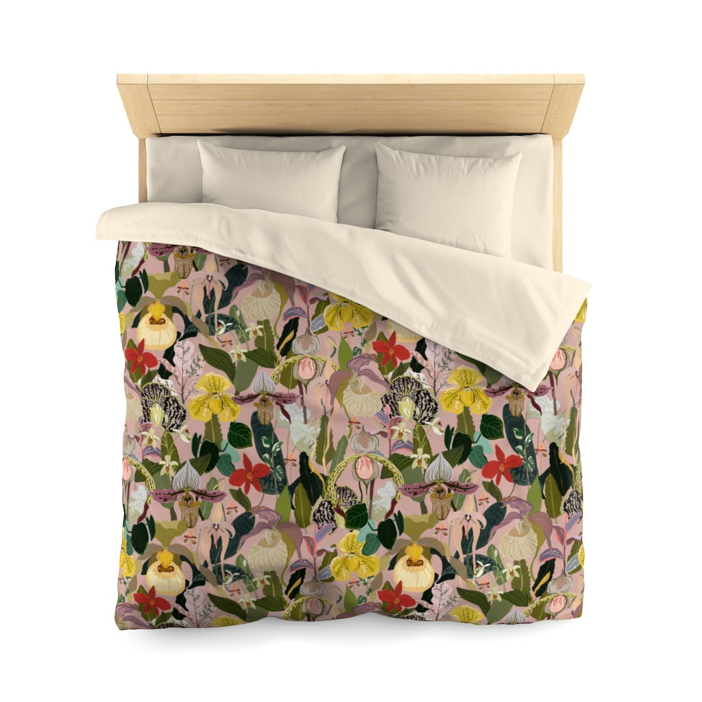 Orchid Maze - Tan Microfiber Duvet Cover