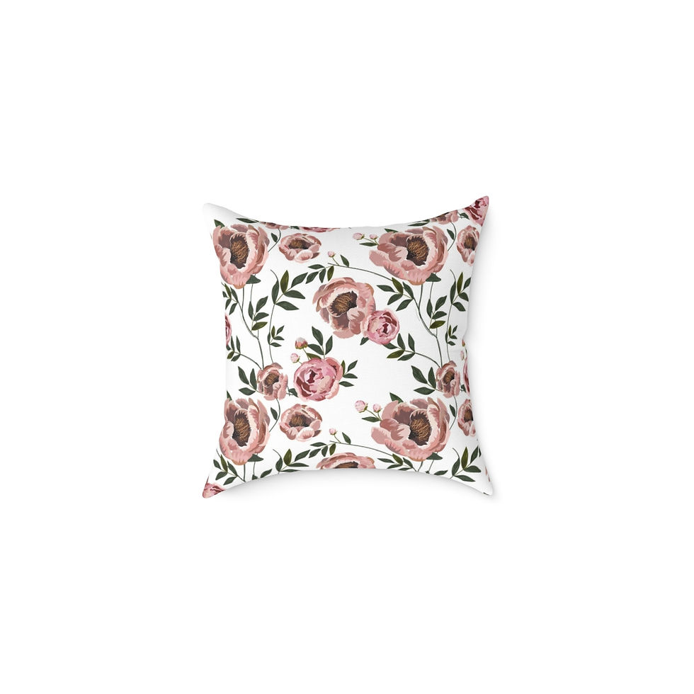 Thumbnail: Peonies Pink Spun Polyester Pillow