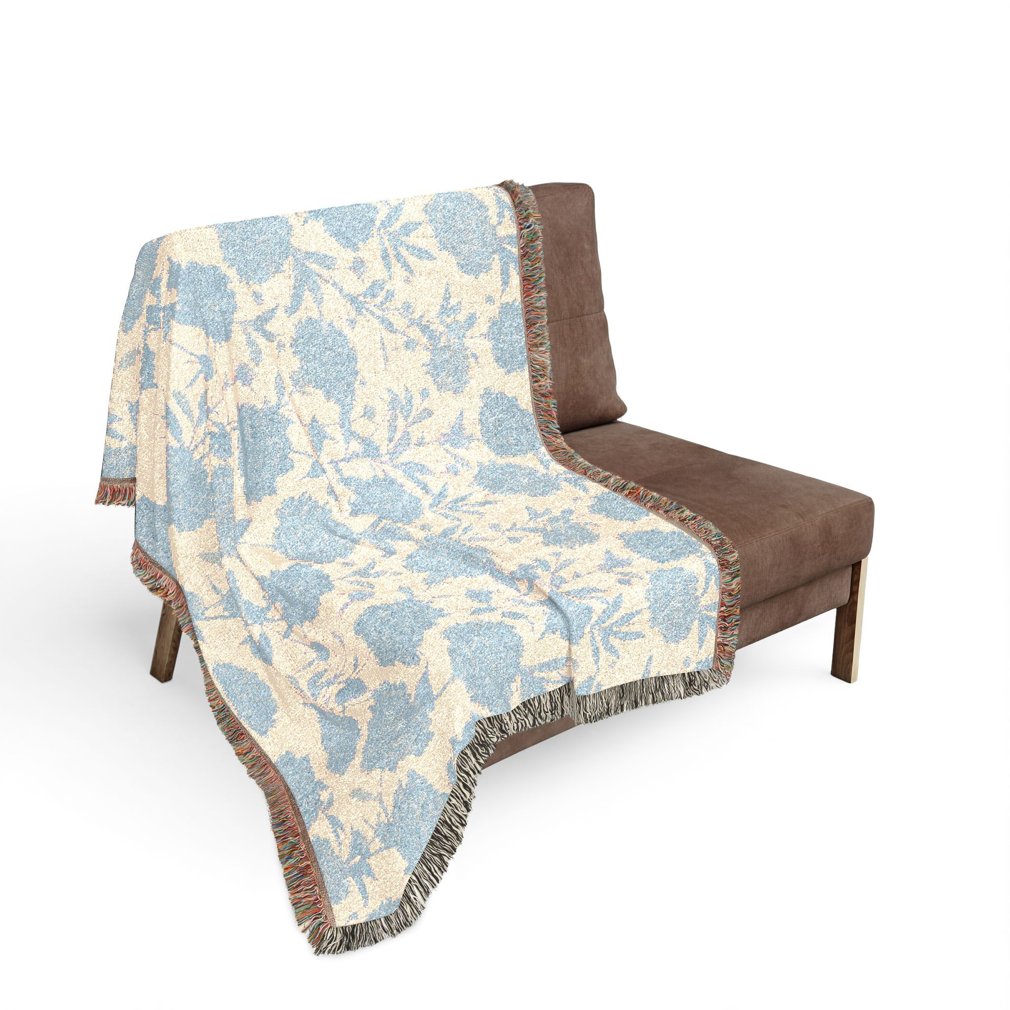 Peonies on Soft Yellow Woven Throw Blanket
