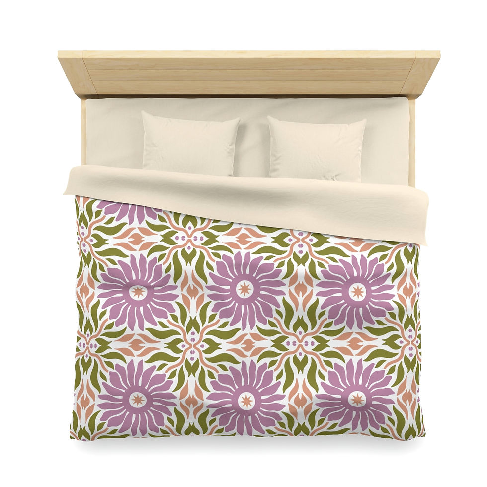 Thumbnail: Happy Flowers #2 Microfiber Duvet Cover