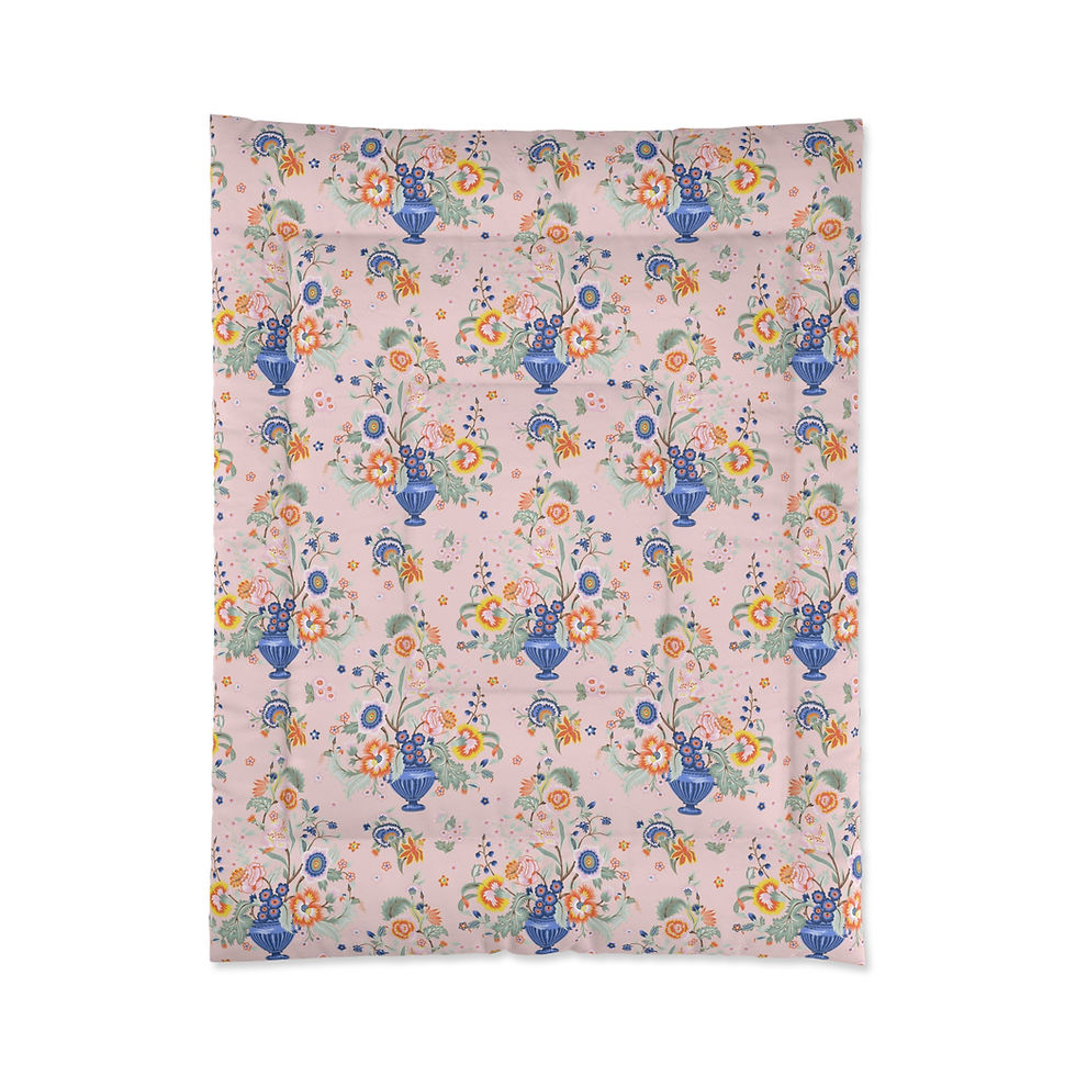 Thumbnail: Cashmere Floral Garden Comforter - Cozy Pastel Bedding for Spring Decor