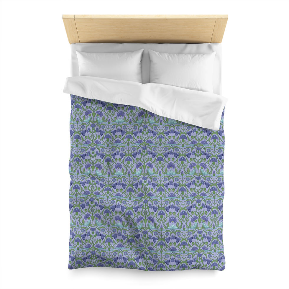 Thumbnail: Violet Botanical Microfiber Duvet Cover - Elegant Floral  for Cozy Bedrooms