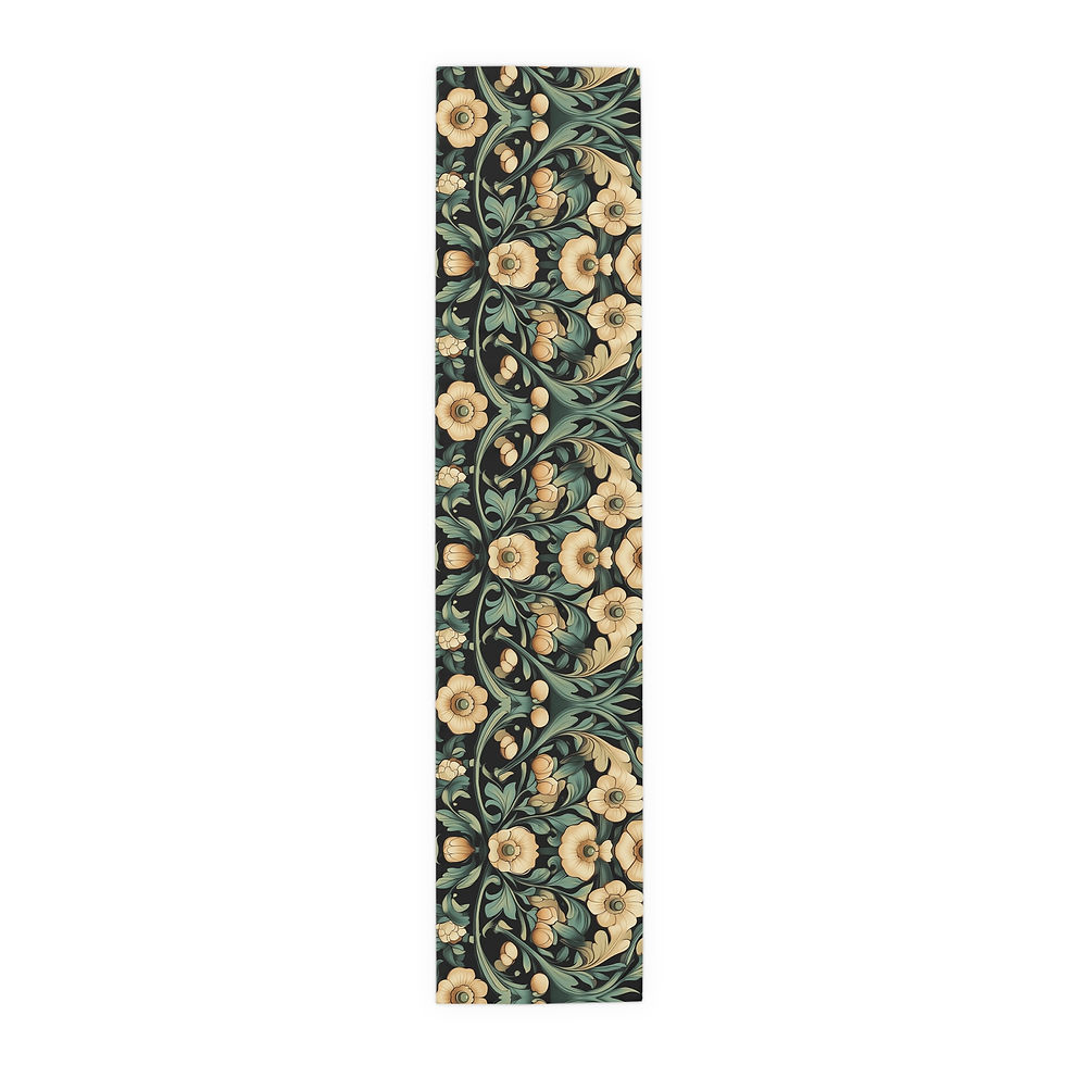 Thumbnail: Floral Vine Table Runner — Vintage William Morris Style Cotton-Poly Blend