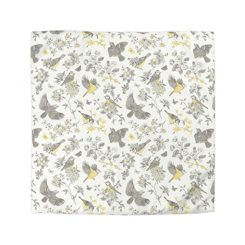 Thumbnail: Yellow Bird Floral Microfiber Duvet Cover