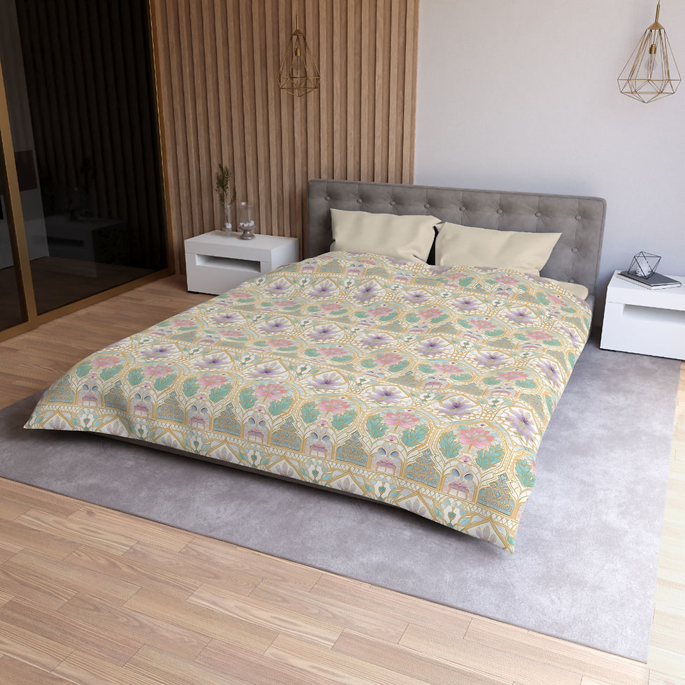 Thumbnail: Bohemian Microfiber Duvet Cover - Colorful Floral Pattern for Cozy Bedrooms