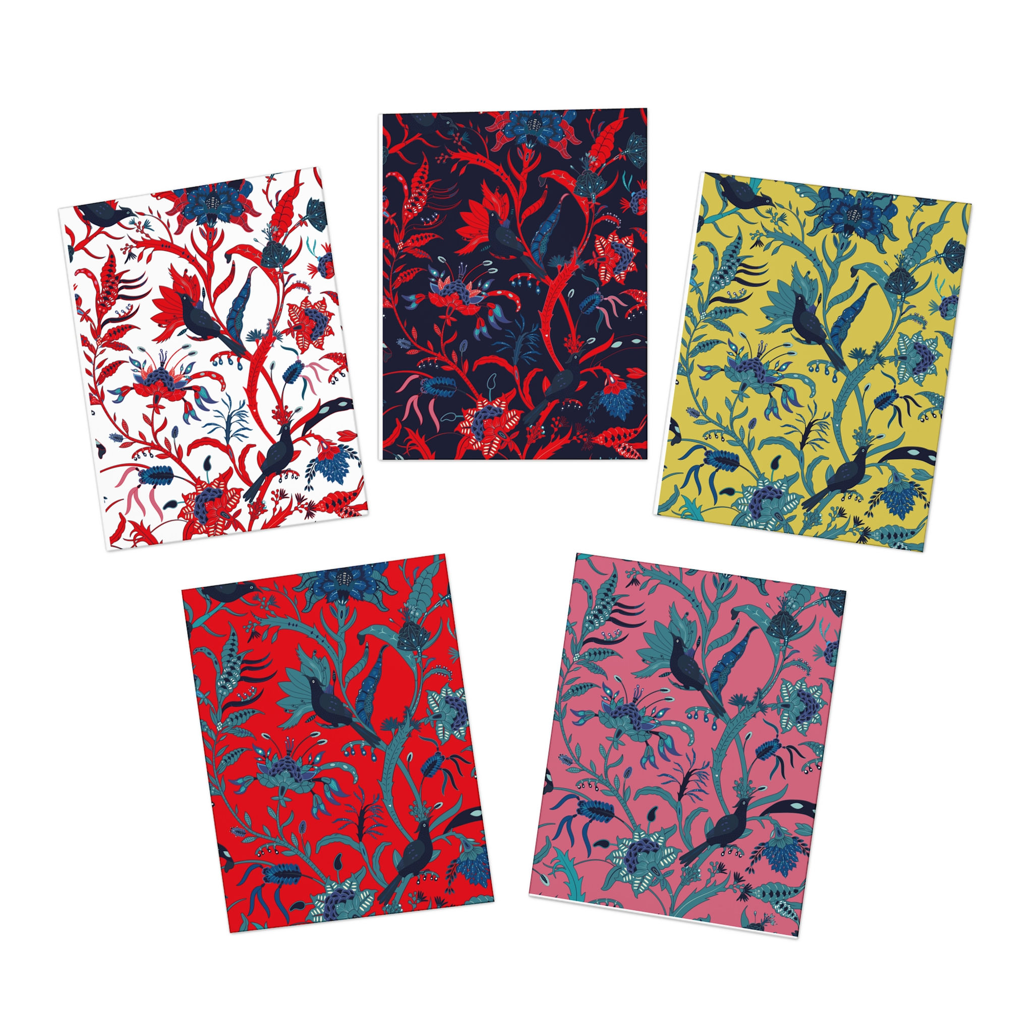 Bird Garden Menagerie Multi-Design Greeting Cards (5-Pack)