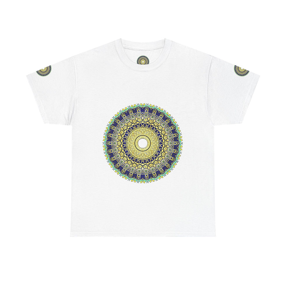 Thumbnail: Bohemian Mandala Unisex Heavy Cotton Tee - Perfect for Relaxation and Festivals