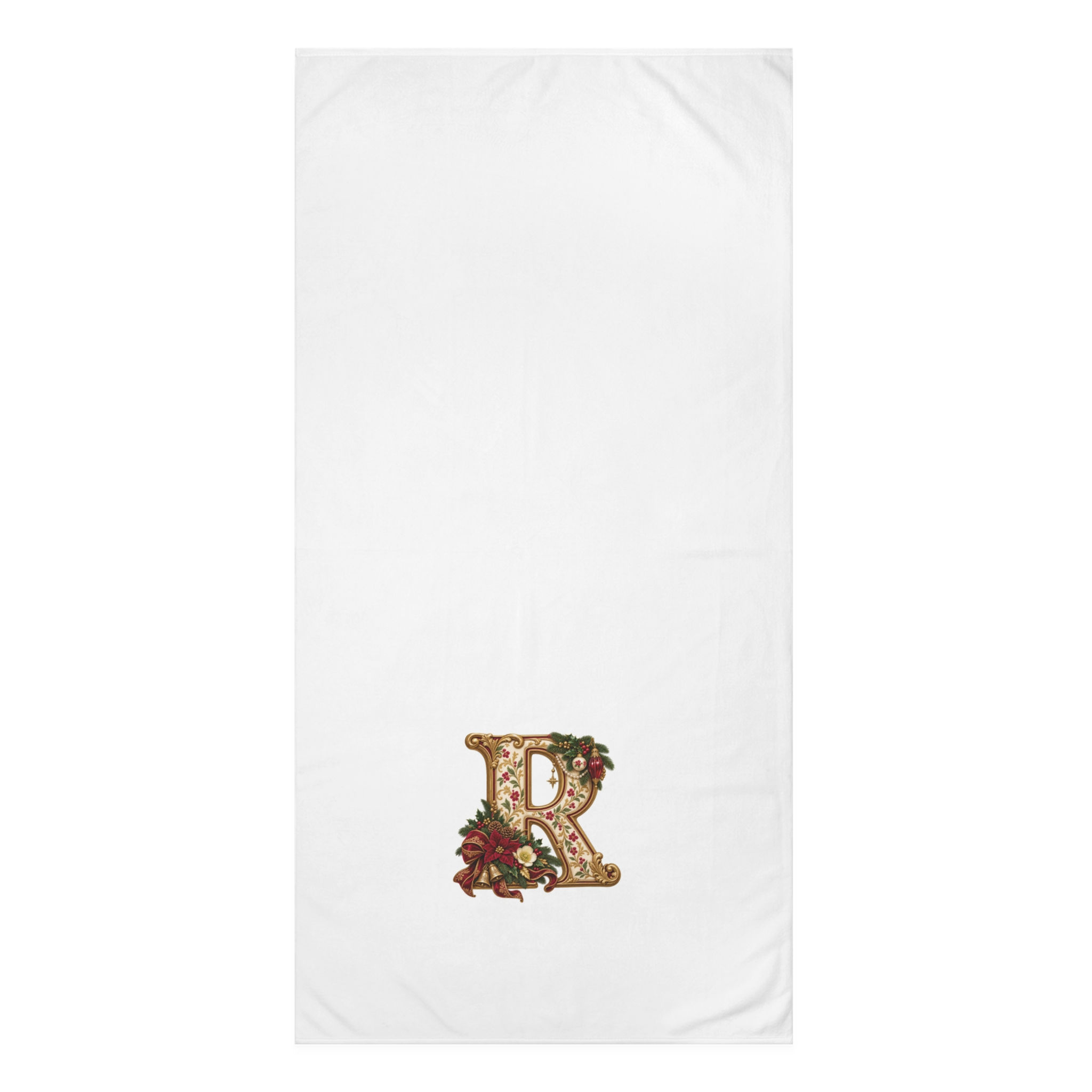 Monogram 'R' Floral Cotton Holiday Towel