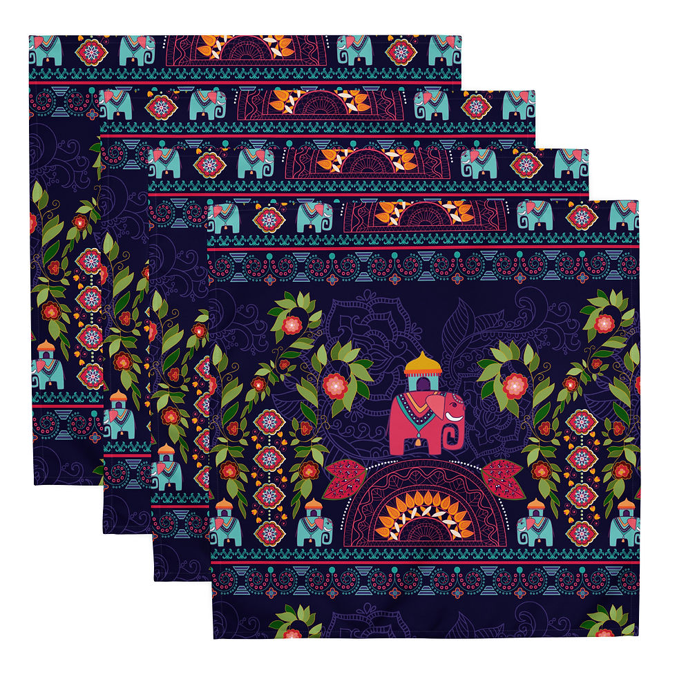 Thumbnail: Elephants in the  Jungle Cloth napkin set