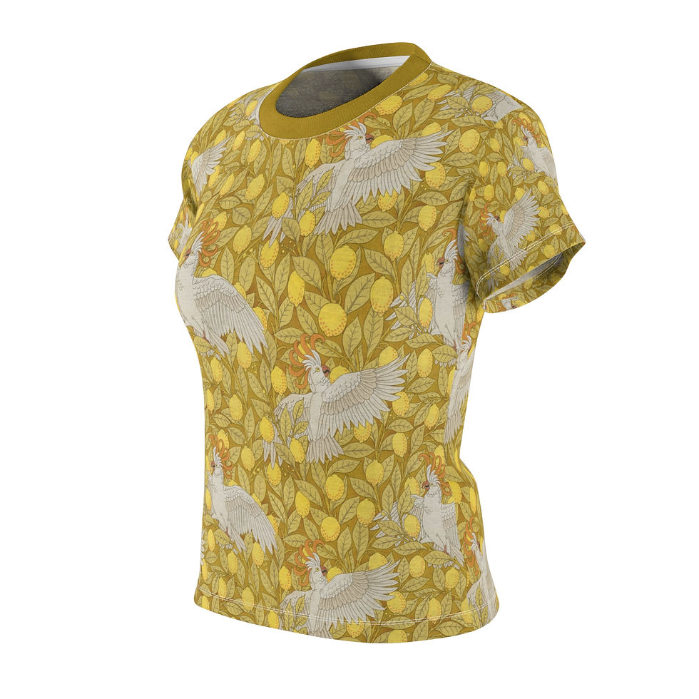Thumbnail: Cockatoo in the Lemon Trees Women's Tee — Floral Lemon Tree Bird Graphic Tee