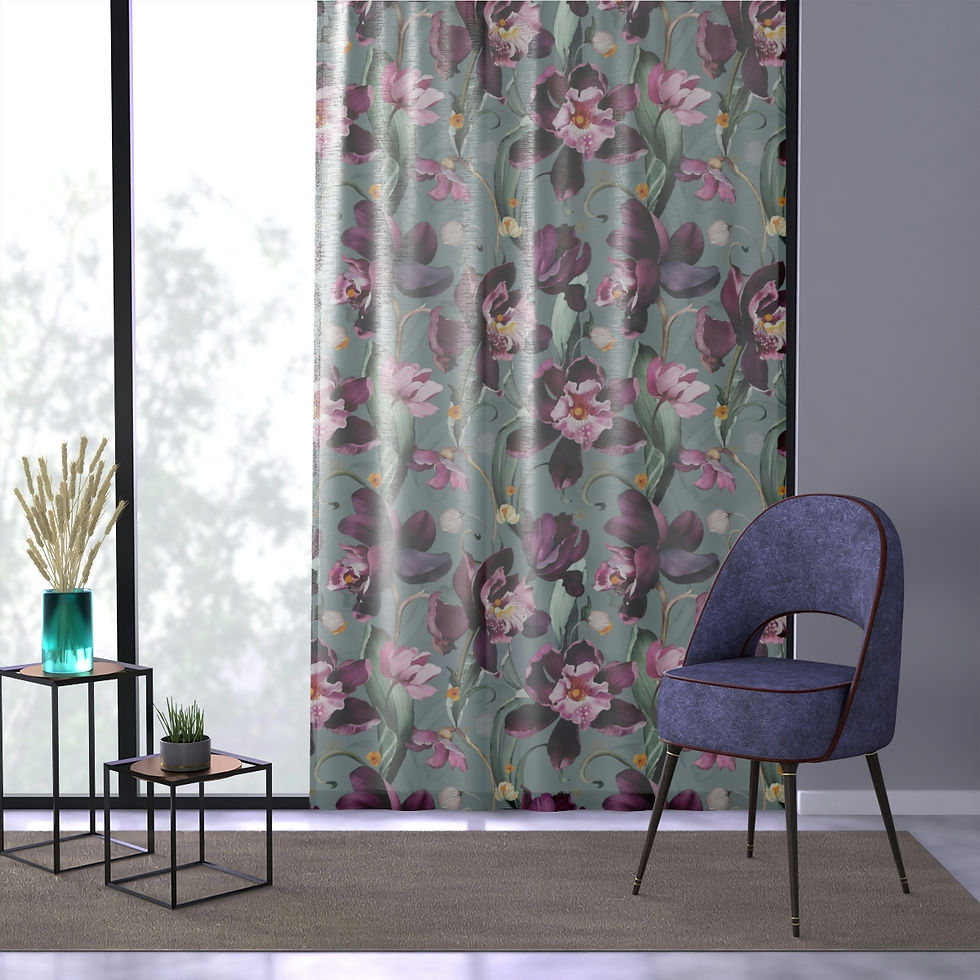 Thumbnail: Purple Iris on Gray Window Curtain
