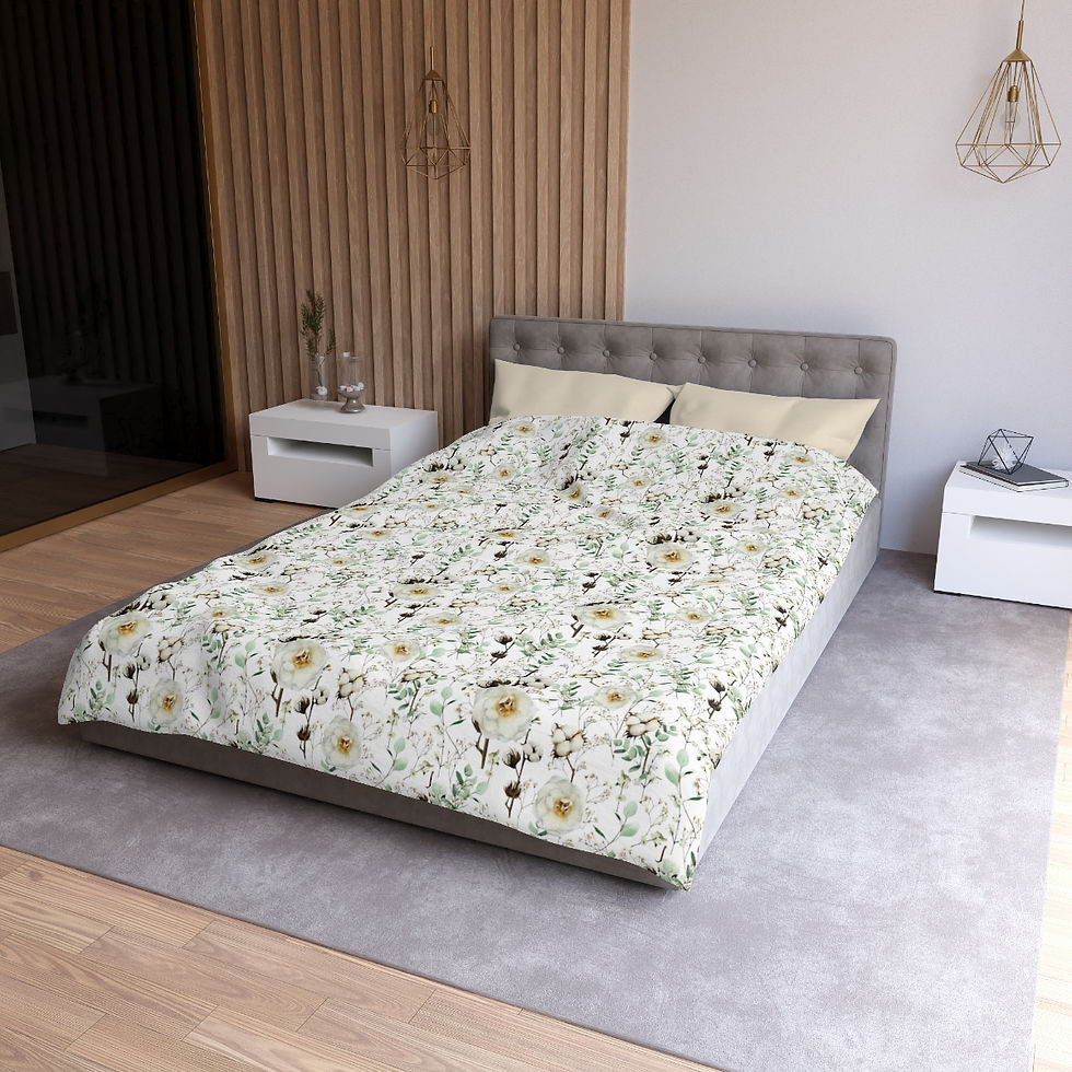 Thumbnail: White Floral Field Microfiber Duvet Cover
