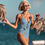 Thumbnail: Women Ruffle Striped One-piece Swimsuit