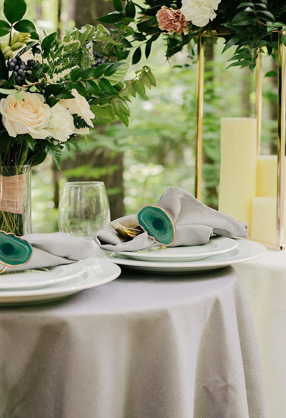 Thumbnail: Agate Gold Napkin Rings Set of 4 for Elegant Table Decor