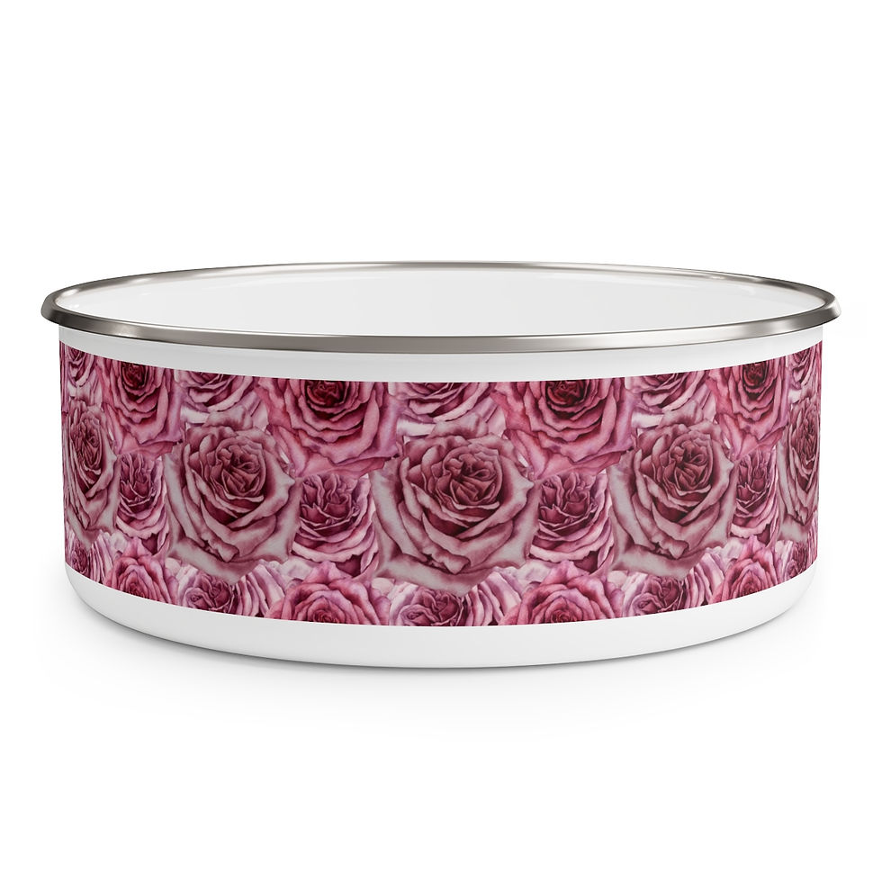 Thumbnail: Pink Roses Enamel Bowl