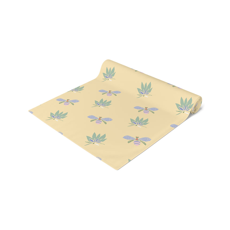 Thumbnail: Botanical Pastel Table Runner — Floral Leaf Pattern Cotton-Poly Blend