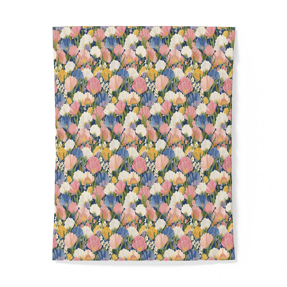 Thumbnail: Floral Springtime Pattern Cotton Duvet Cover — Soft Pastel Garden Bedding