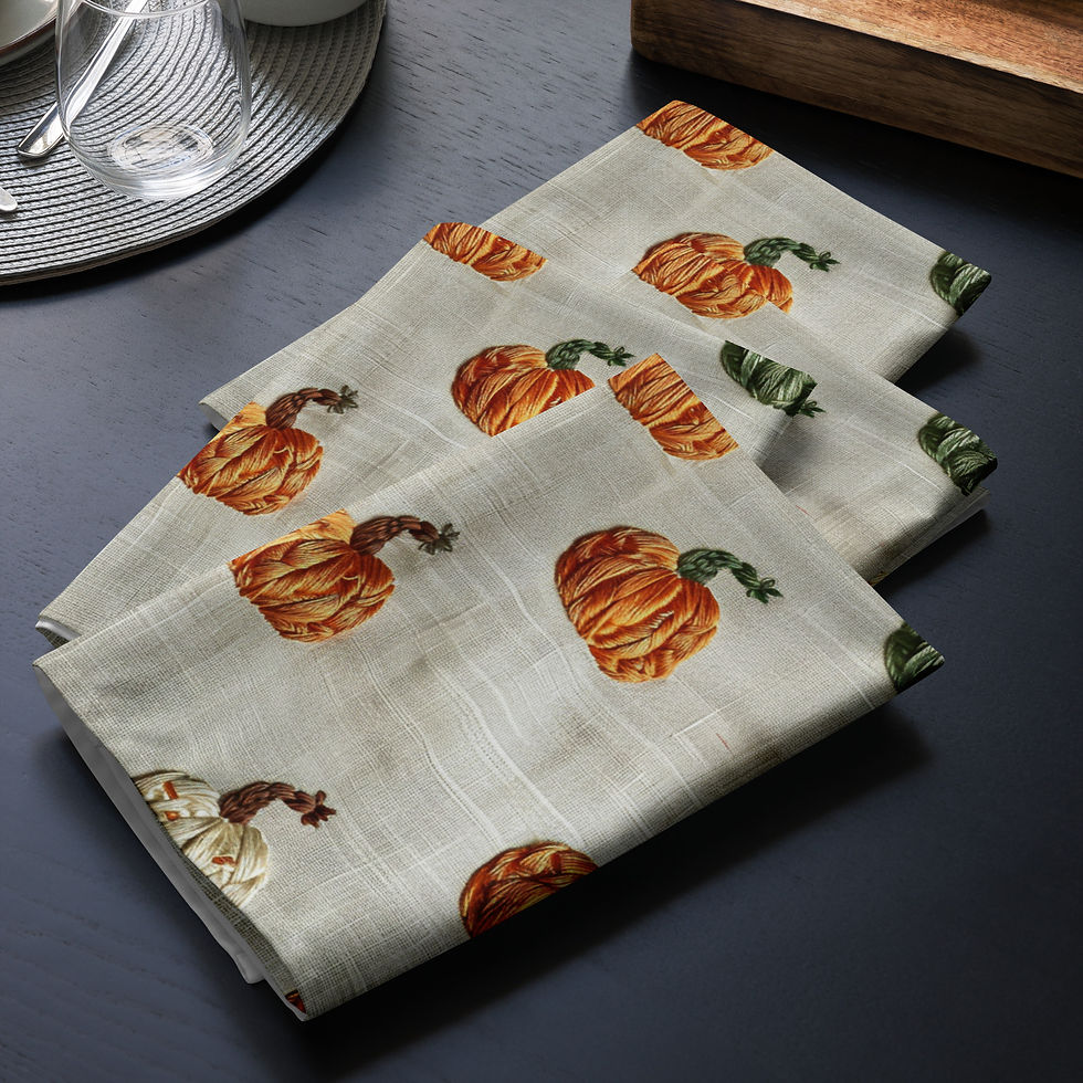 Thumbnail: 3D "Embroidered" Pumpkins Cloth napkin set