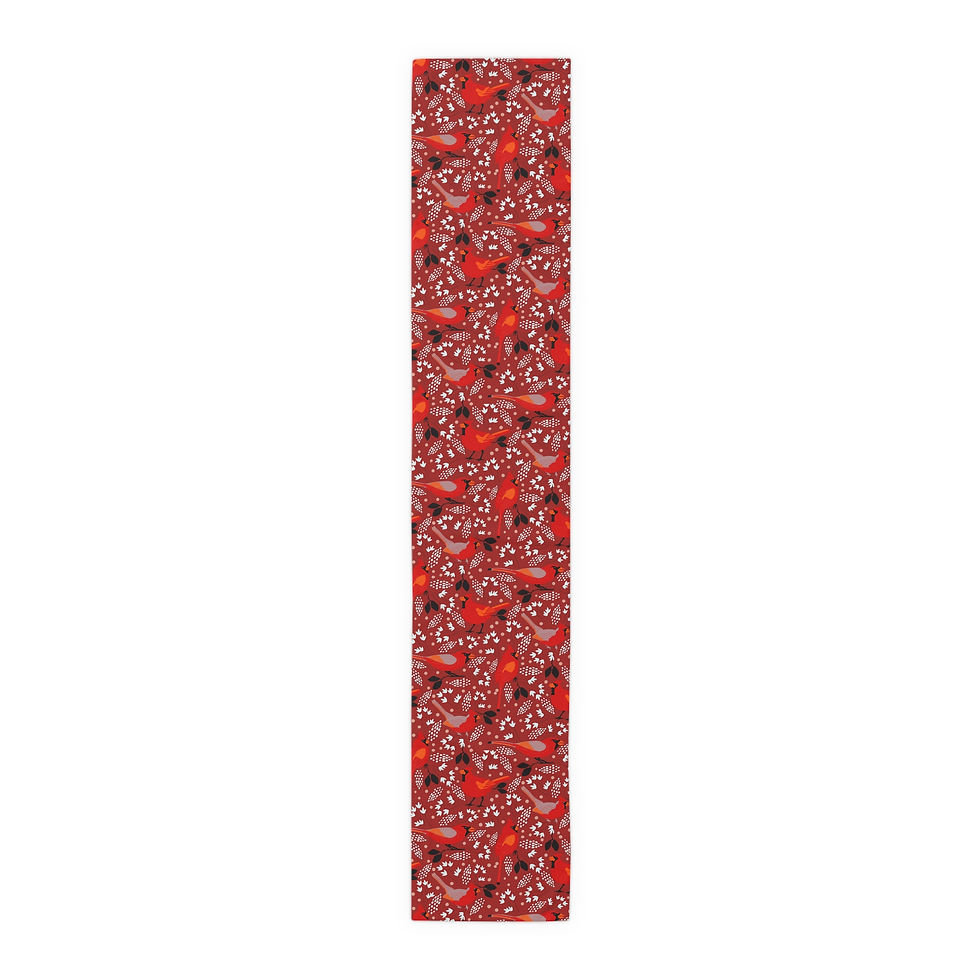 Thumbnail: Bird Pattern Table Runner — Terracotta Floral Cotton-Poly Dining Decor