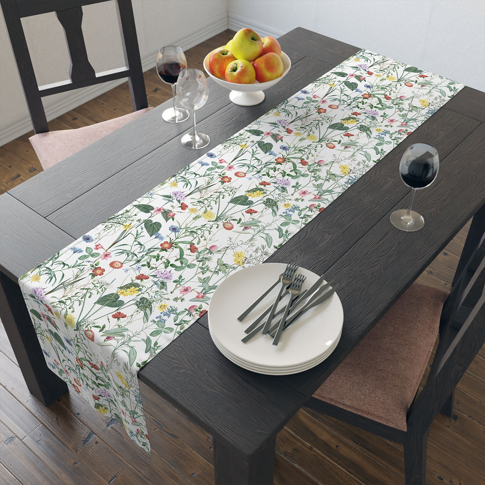 Thumbnail: Ciao Bella Table Runner — Floral Cotton-Poly Table Decor