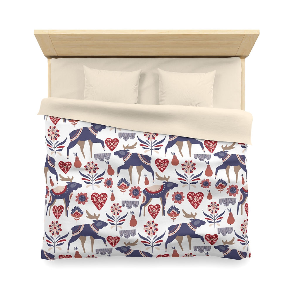 Thumbnail: Scandinavian Christmas (White) Microfiber Duvet Cover