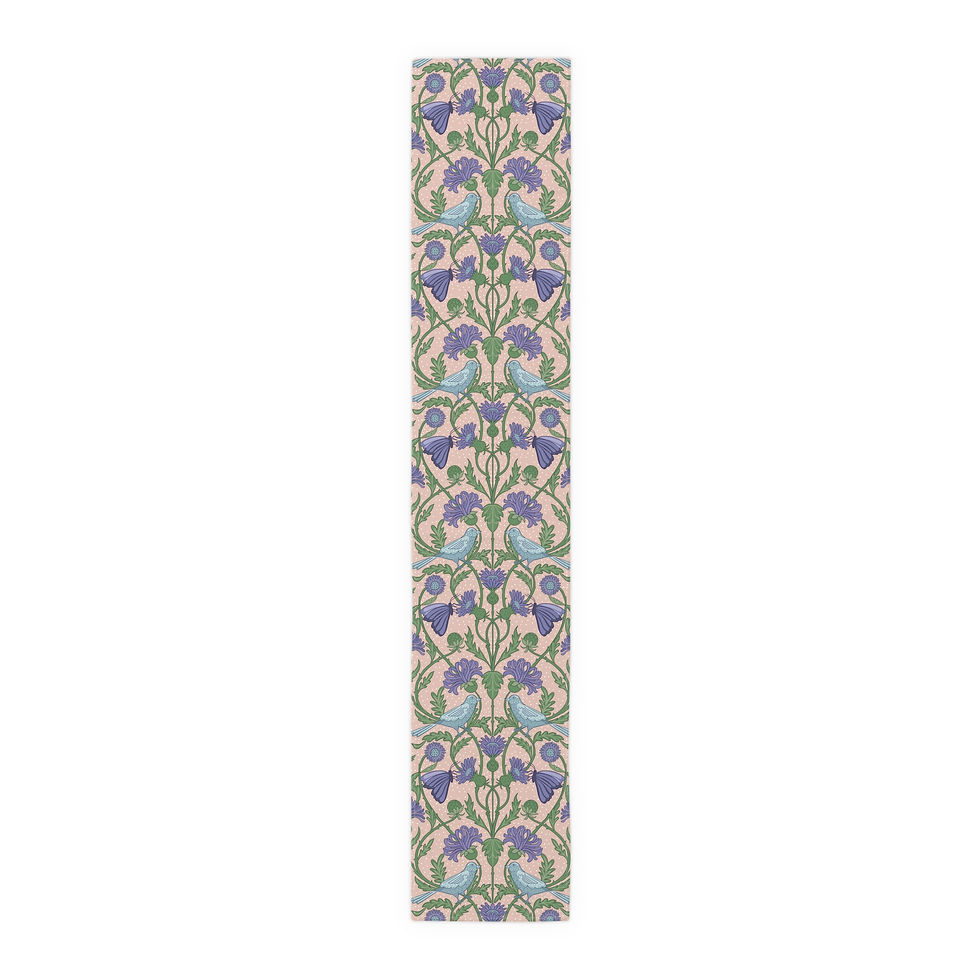 Thumbnail: Botanical Bird  and Floral Table Runner -