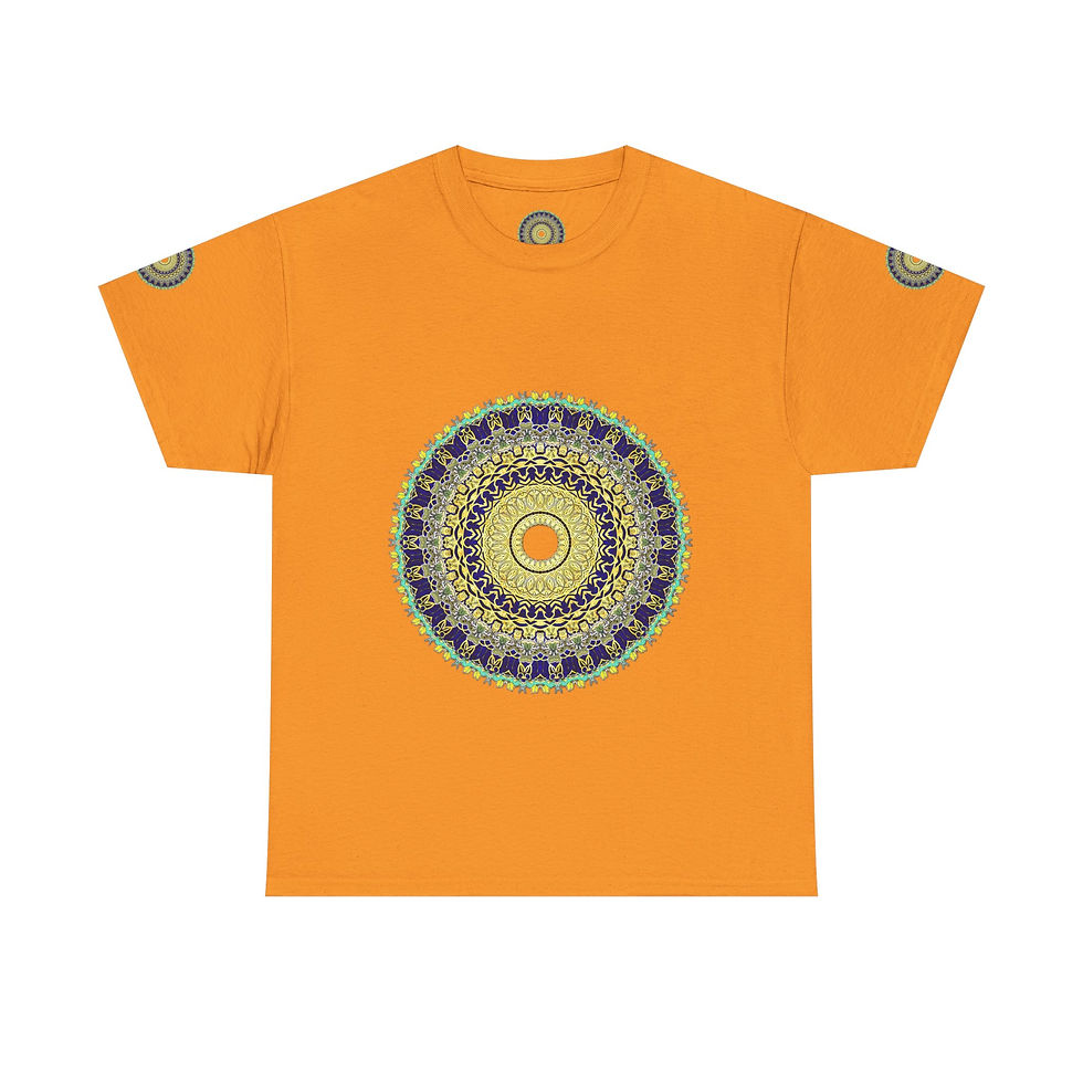 Thumbnail: Bohemian Mandala Unisex Heavy Cotton Tee - Perfect for Relaxation and Festivals