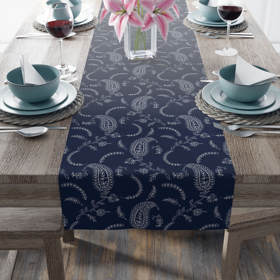 Thumbnail: Elegant Paisley (Navy) Floral Table Runner 