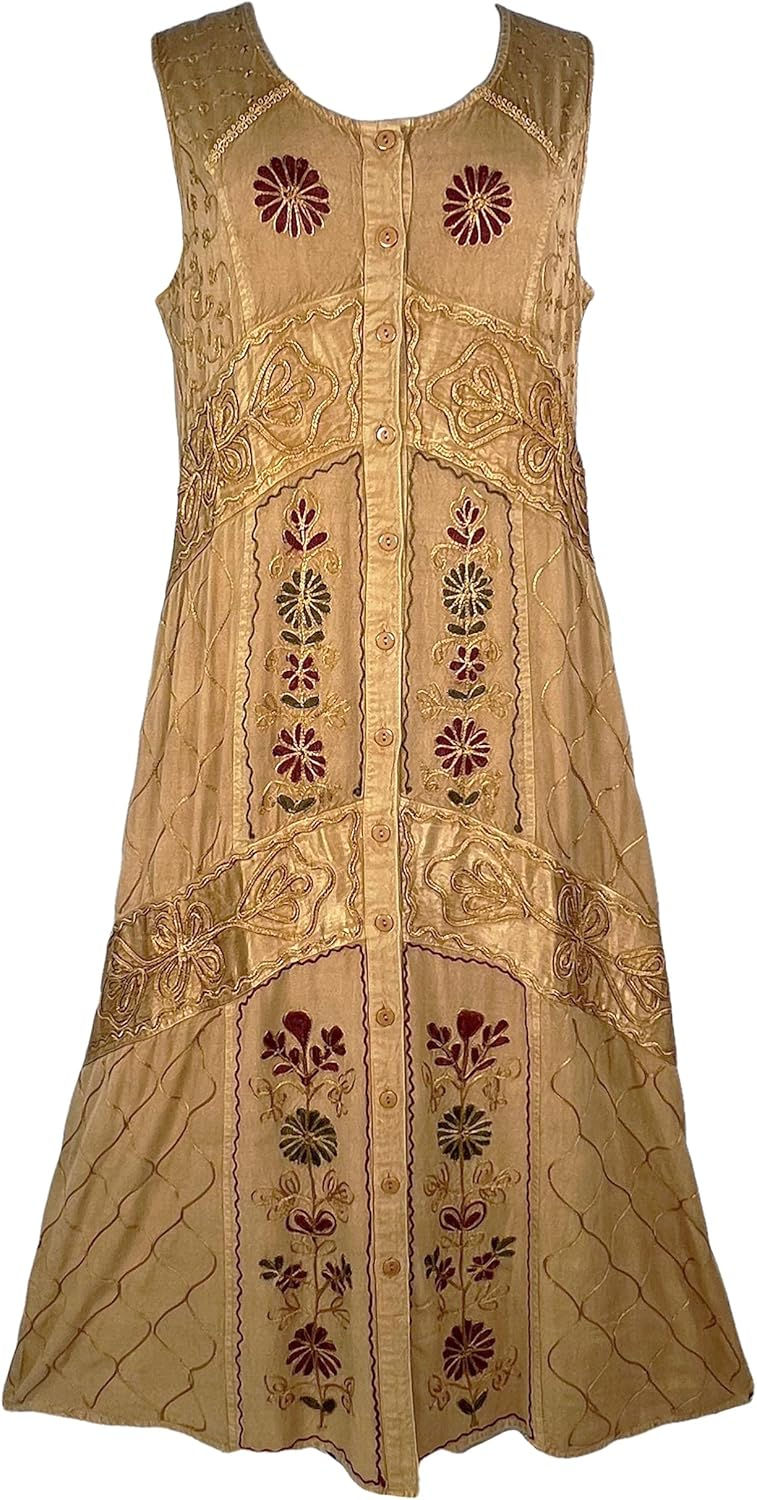 Thumbnail: Women's 2025 Spring Boho Button-Down Long Maxi Dress, Sleeveless Wide Strap Sun