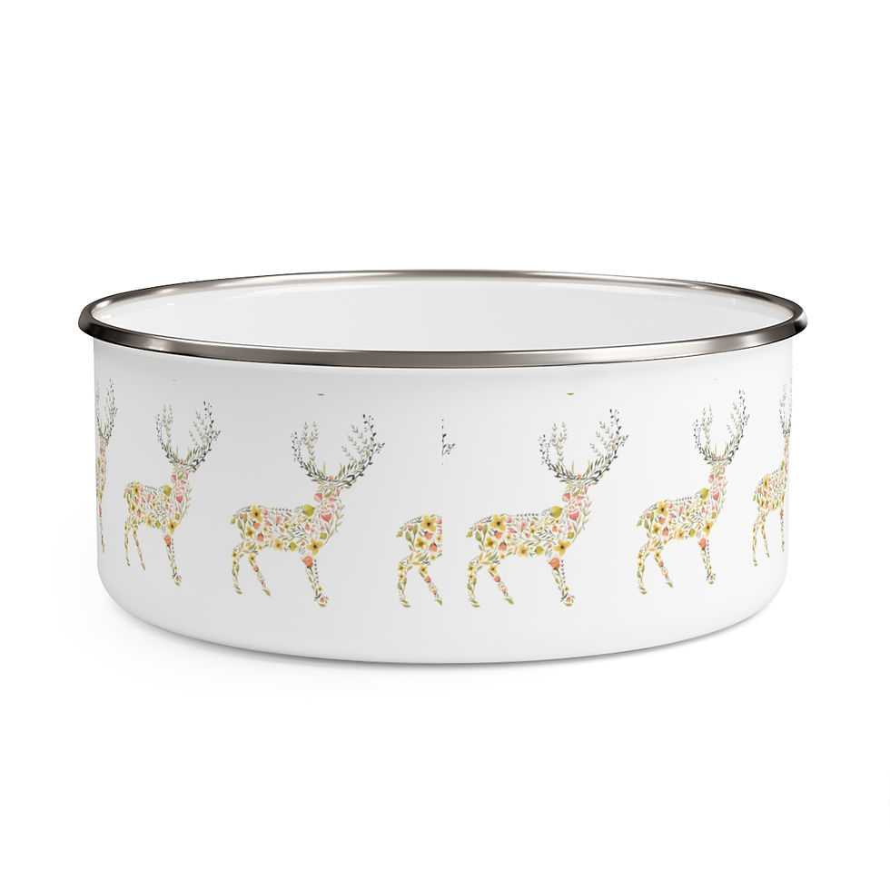 Thumbnail: Floral Raindeer Enamel Bowl