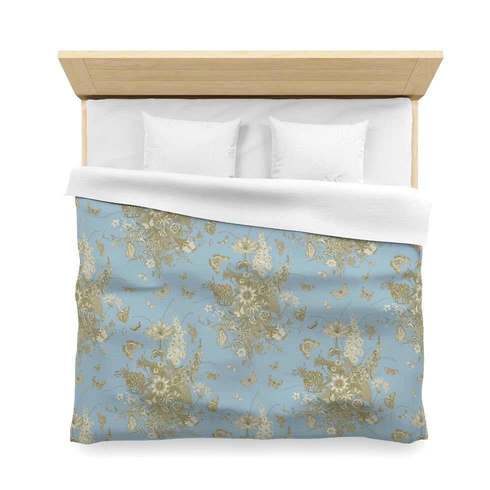 Thumbnail: Classic Floral Blue Microfiber Duvet Cover