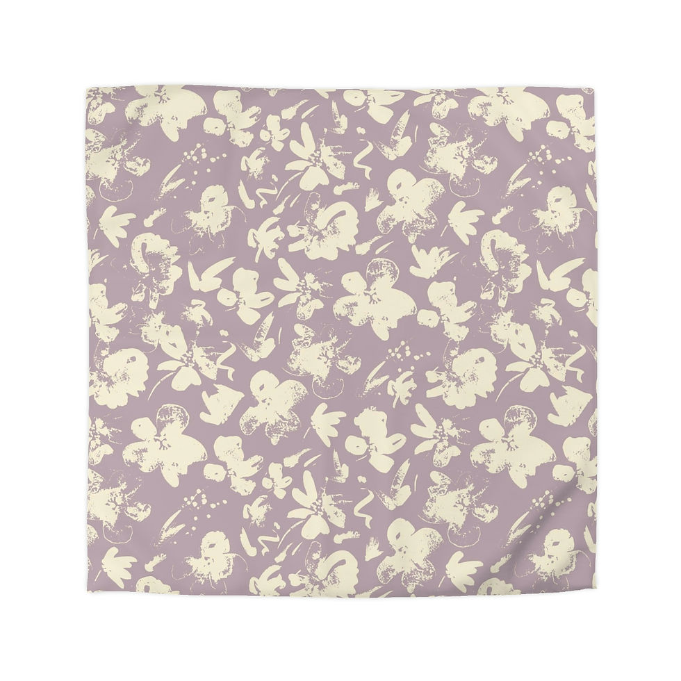 Thumbnail: Subtle Ivory Floral Microfiber Duvet Cover