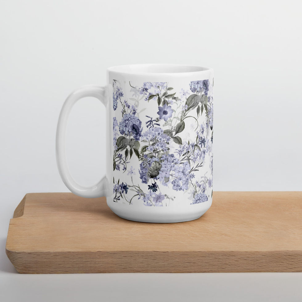 Thumbnail: Lavender Hydrangea White glossy mug