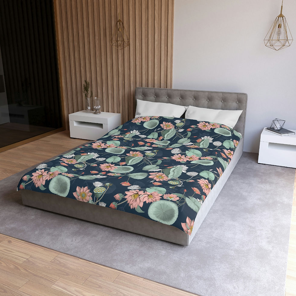 Thumbnail: Nelumbo (Midnight) Microfiber Duvet Cover