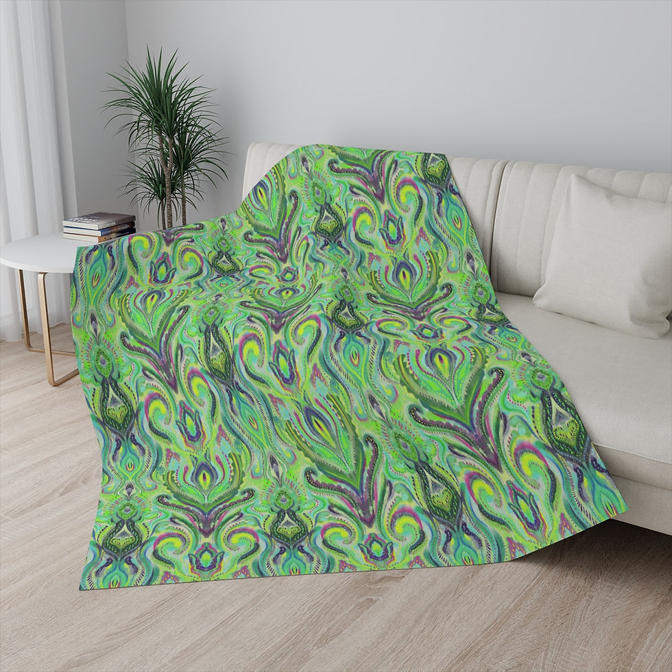 Thumbnail: Paisley Green  Sherpa Blanket