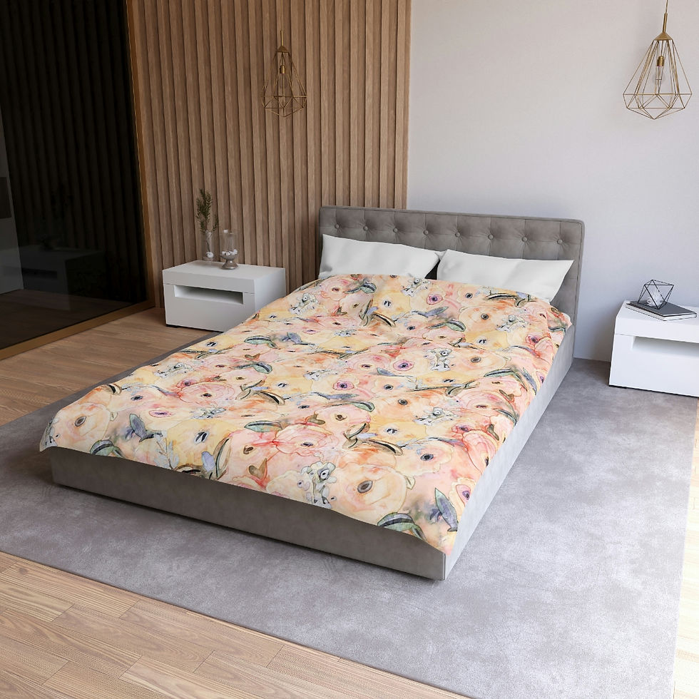 Thumbnail: Abstract Peachy Roses Microfiber Duvet Cover