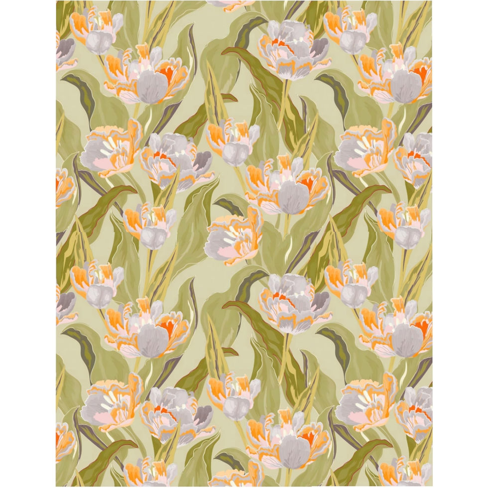 Thumbnail: Watercolour Tulips Soft Green Microfiber Duvet Cover