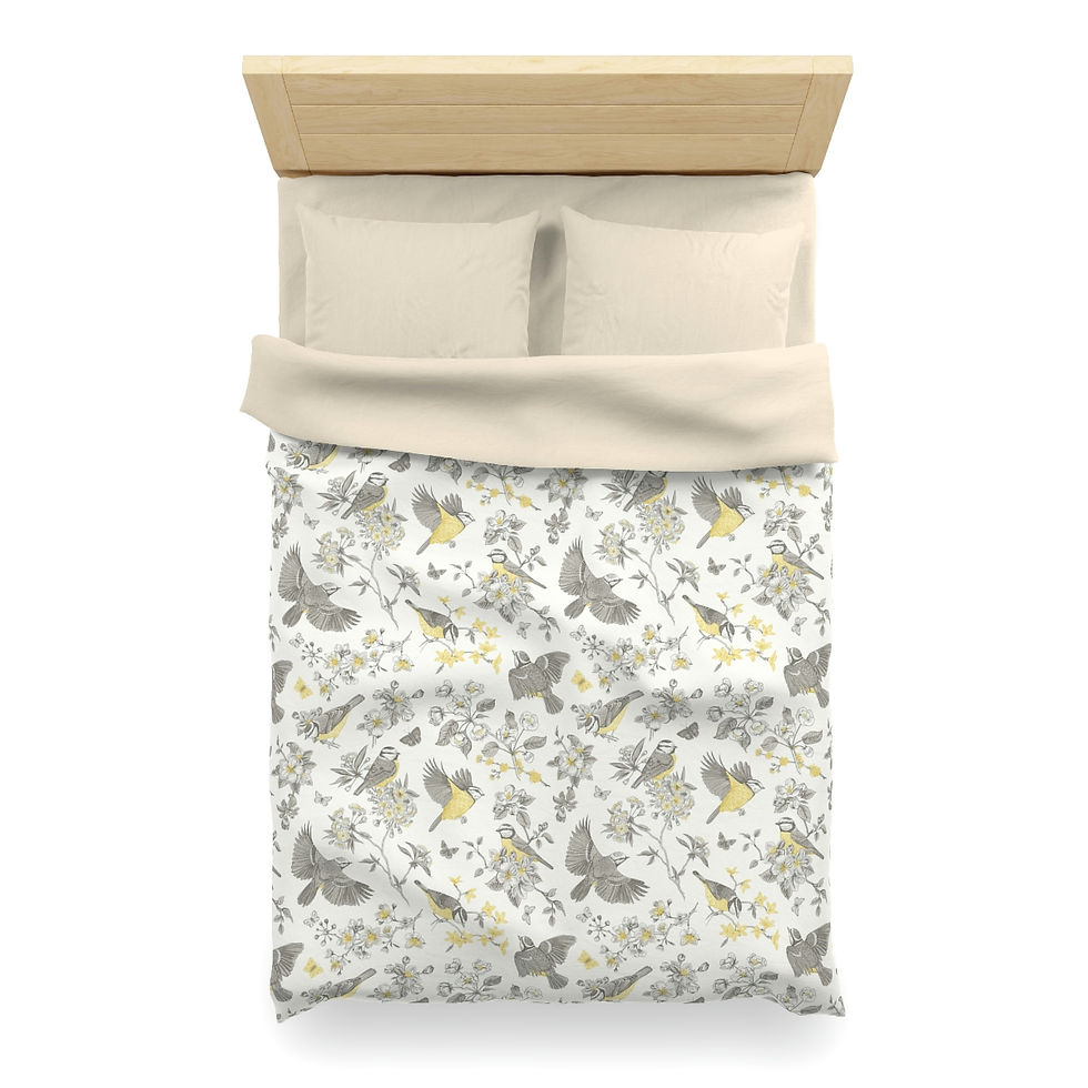 Thumbnail: Yellow Bird Floral Microfiber Duvet Cover