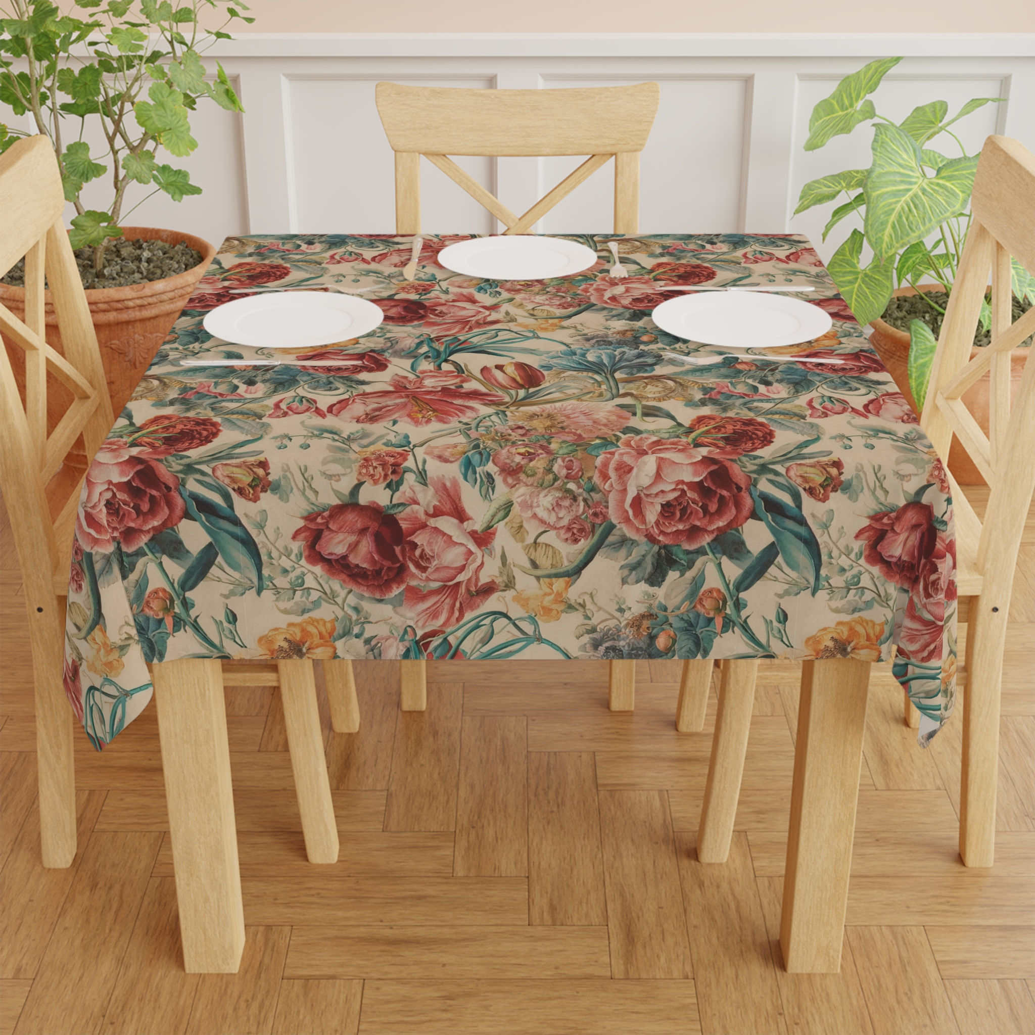Antique Vintage Floral Tablecloth for Dining & Entertaining