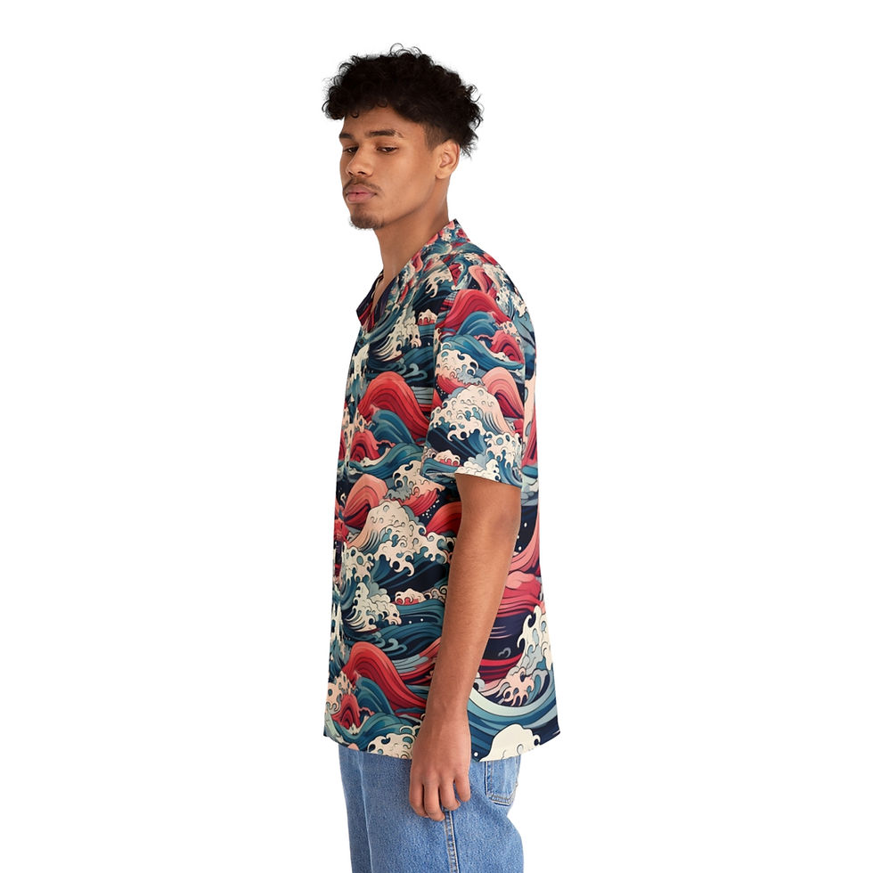 Thumbnail: Japanese Seas Weaved  Men's Hawaiian Shirt 