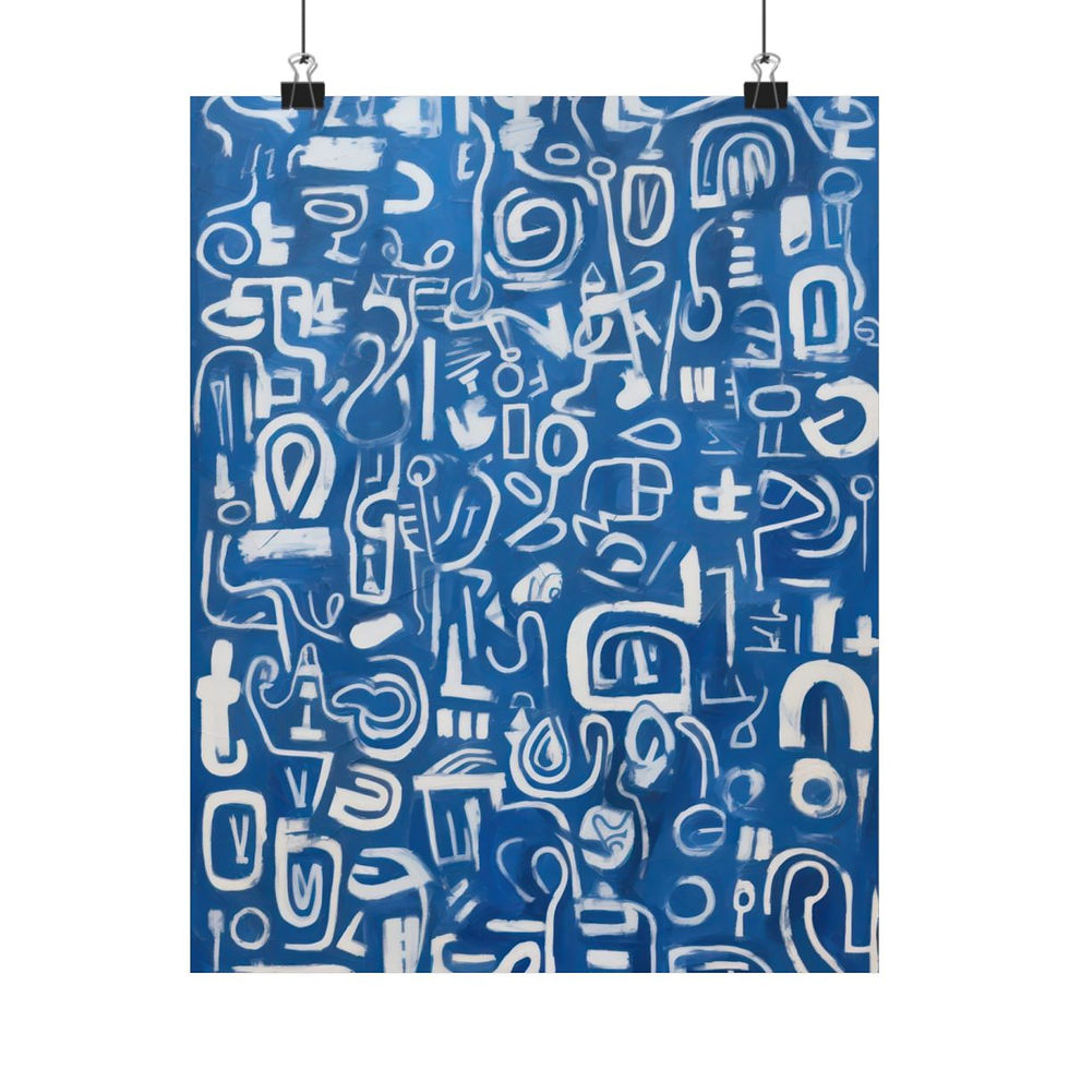 Blue Abstract Lines Premium Matte Vertical Poster