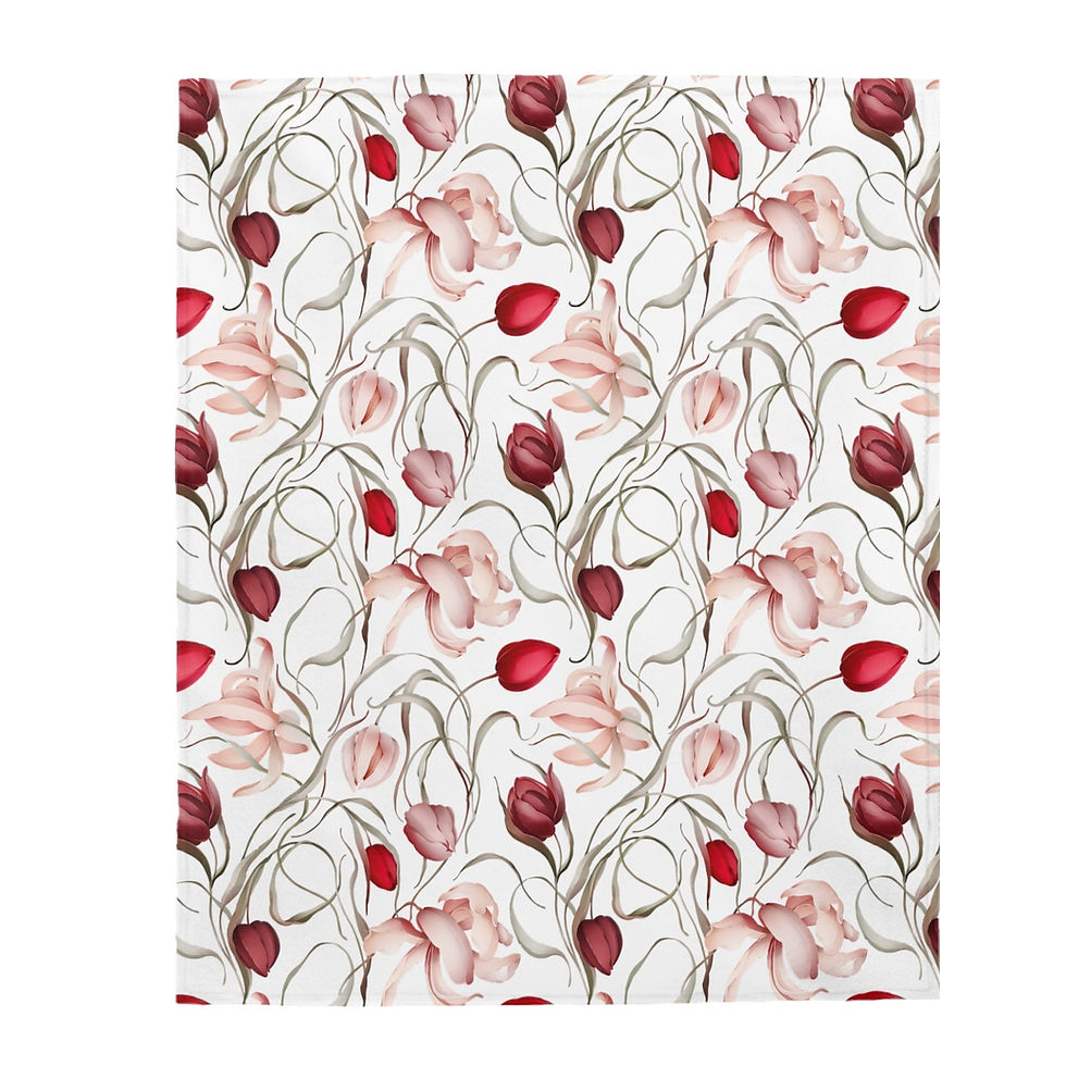 Thumbnail: Sulė Tulips, White Velveteen Plush Blanket