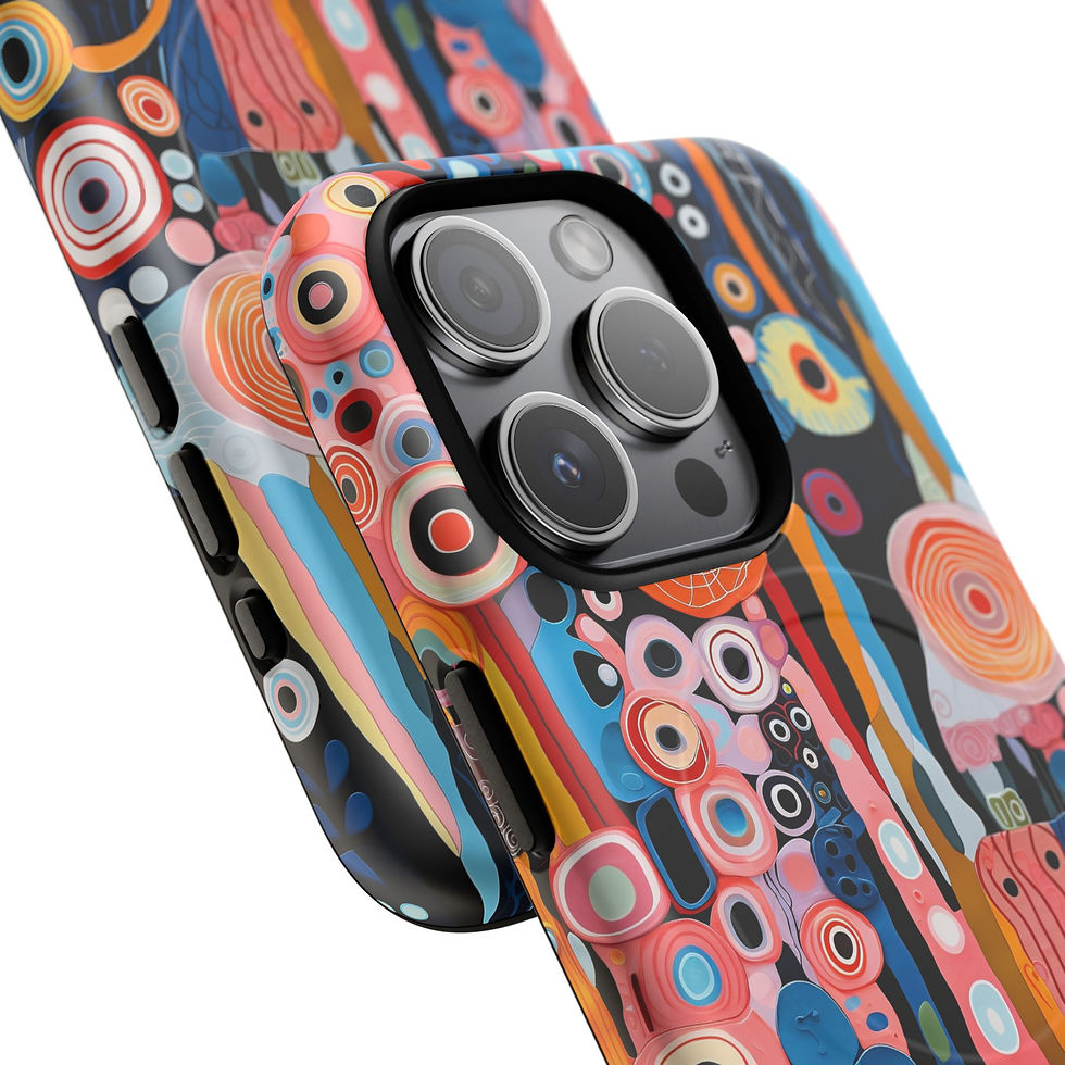 Thumbnail: Abstract Color Swirl Tough Magnetic Phone Case — Bold Retro Geometric Design