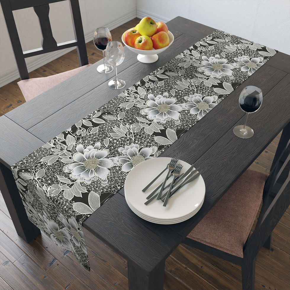 Thumbnail: Lace Rose Table Runner - Cotton/Poly Mix for Dining Decor