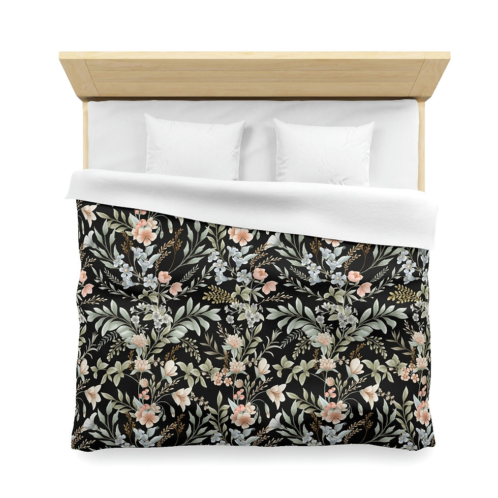 Thumbnail: Delicate Floral (BLK) Microfiber Duvet Cover