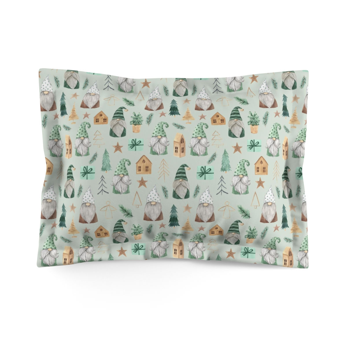 Christmas Gnomes (Sage) Microfiber Pillow Sham